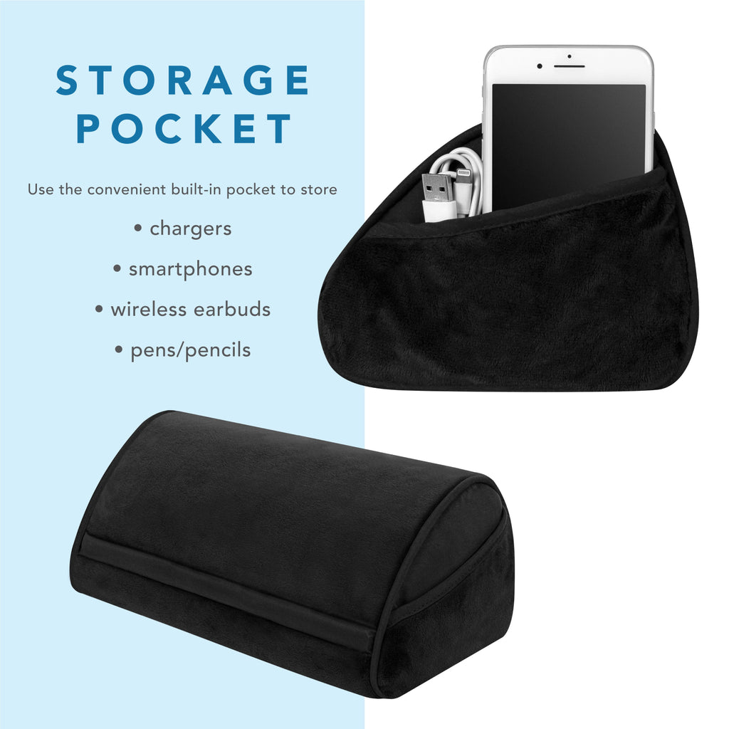 Black Tablet Pillow Storage Pocket