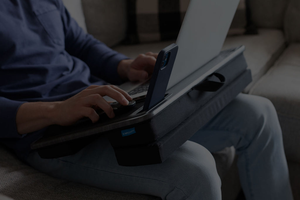 Website banner of a lap desk lifestyle