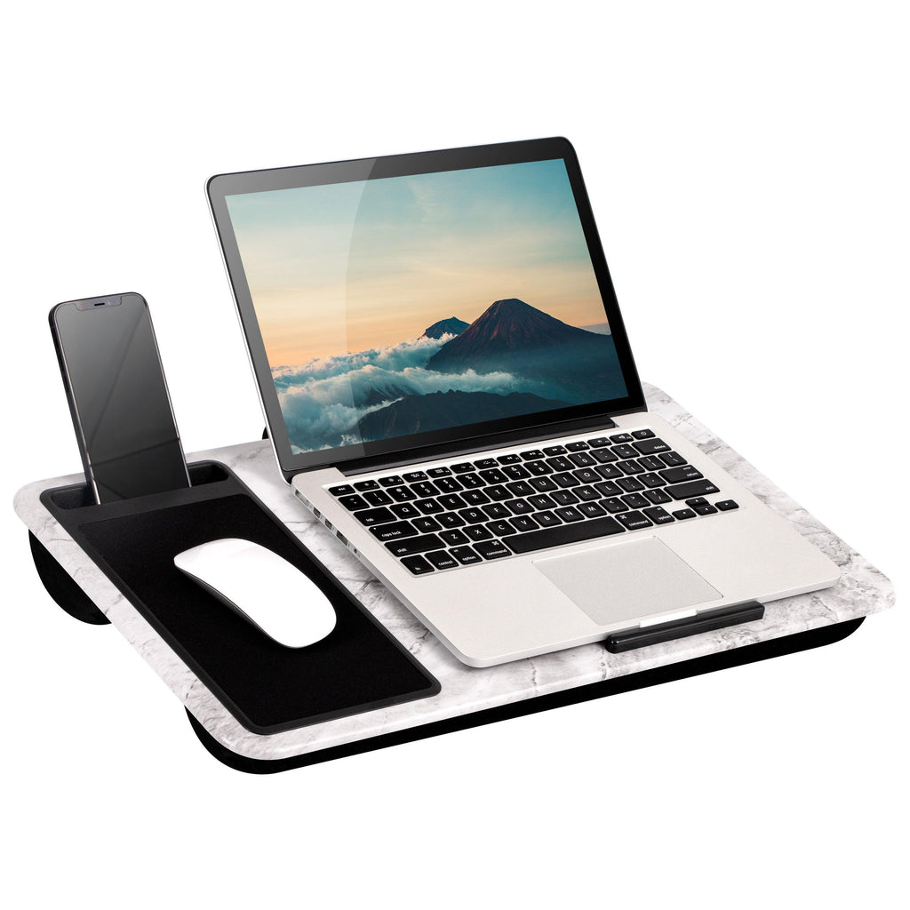 Home Office Lap Desk - Left Handed-Lap Desks-LapGear®-White Marble - SKU 91411-LapGear®